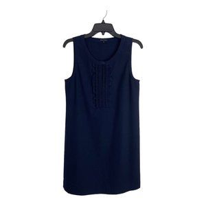Theory Women Dress Size 10 Blue Ruffle Sleeveless Wool Blend Polyester